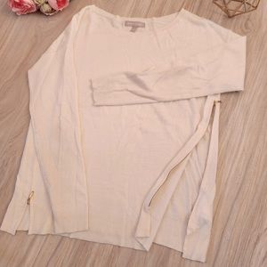 Banana Republic Cream Knit Sweater w/ Gold Zippers